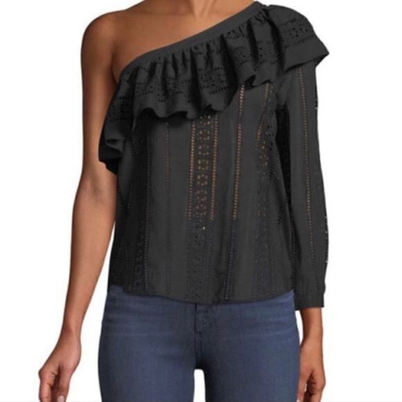 Veronica Beard Cruz Eyelet Top One Shoulder Size 2 - Picture 1 of 5